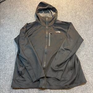 North Face Mens XL Black High Neck Hooded Soft Jacket Full Zip Pockets Gorpcore